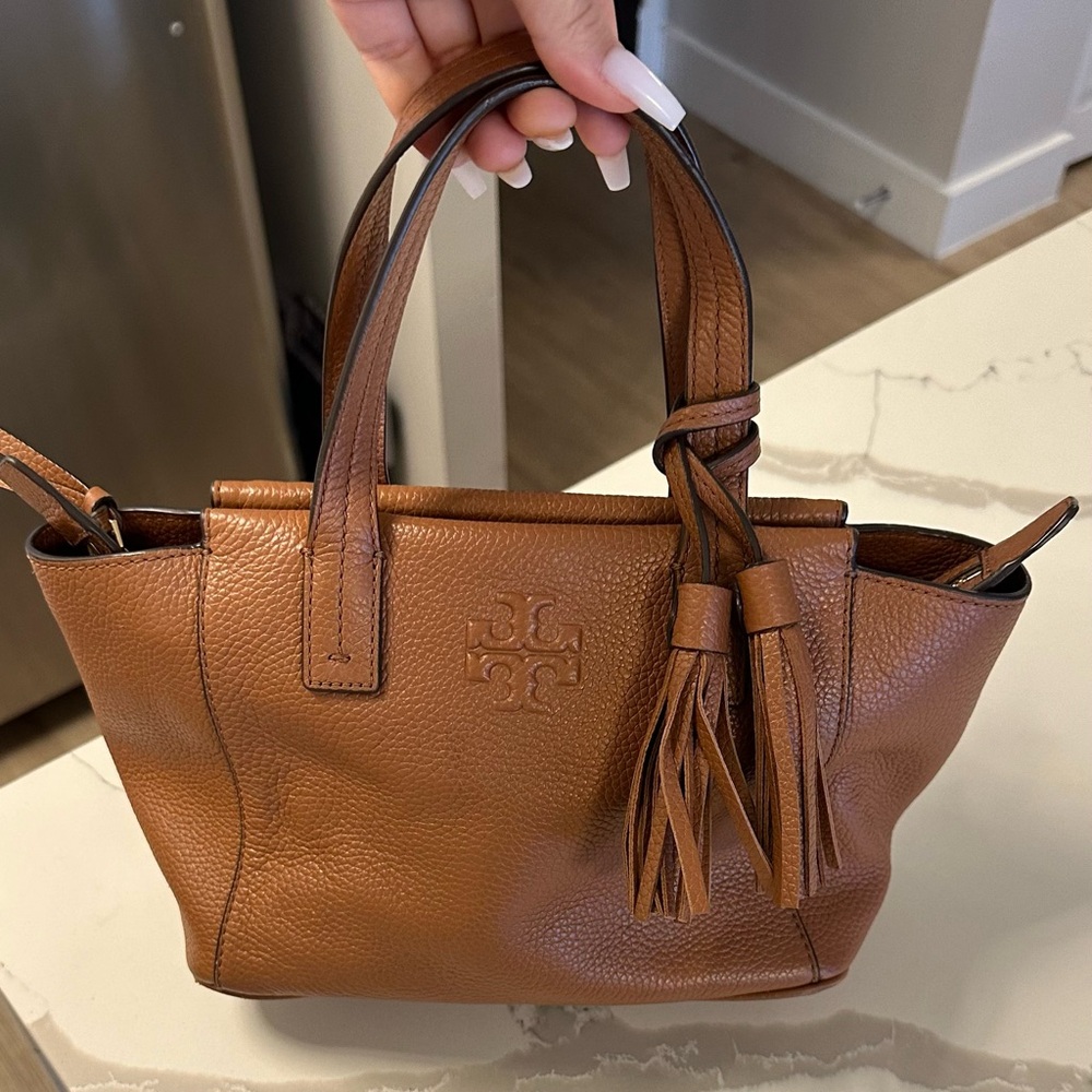 Tory Burch camel colored leather purse
